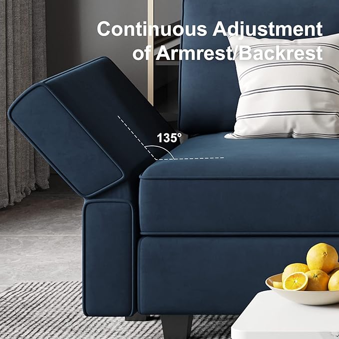 Belffin Modular Sectional Arm Accent Chair with Storage Seat Velvet Armchair Single Sofa Club Chair Blue