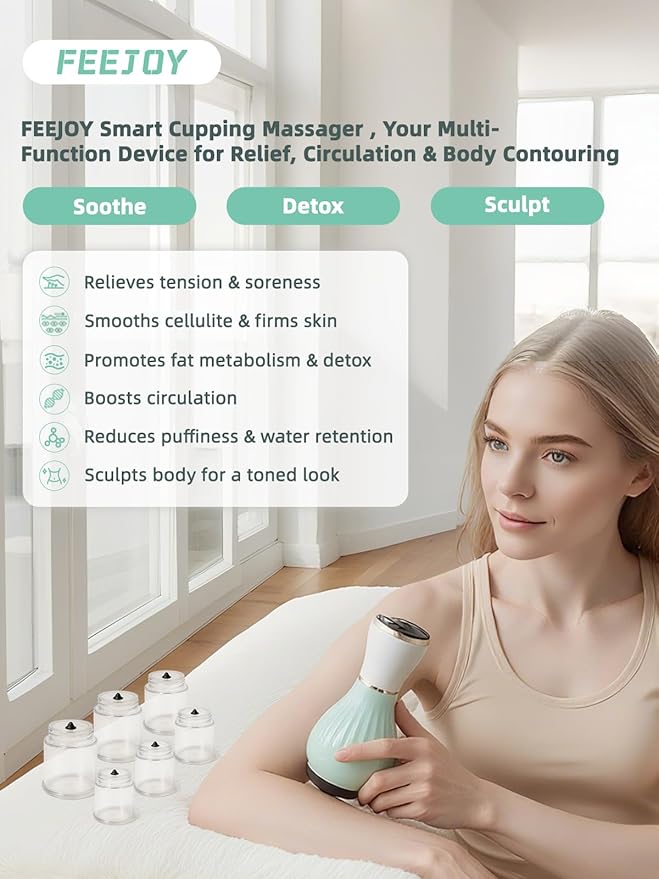 Electric Cupping Kit for Massage Therapy with Heat – Cellulite Massage Tool, Lymphatic Drainage Massager, Pain Relief for Back, Neck & Shoulders – Moving & Static Cupping Set for Body Sculpting