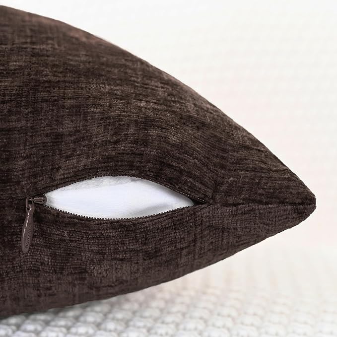 CaliTime Throw Pillow Covers Decorative 20 X 20 Inches Pack of 2 Cozy Chenille Cushion Cases for Couch Sofa Bed Living Room Home Coffee