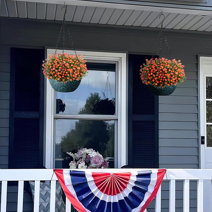 10 inch Hanging Planters for Indoor Plants, 2 Pack Planters for Outdoor Plants with Drainage Holes and Chain, Round Plastic Hanging Baskets, Hanging Flower Pots for Balcony Garden Decor-Black Speckle