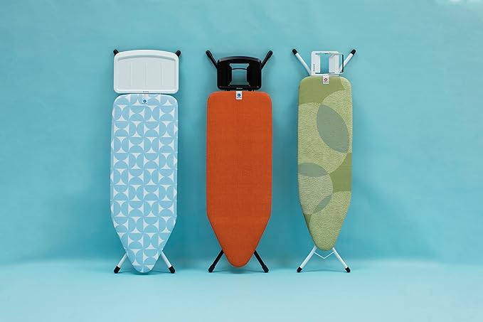 Brabantia Size C Ironing Board (49x18 in) 7 Height Options, Solid Steam Unit Holder (Fresh Breeze) Non-Slip Feet, Anti-Collapse Child Locks