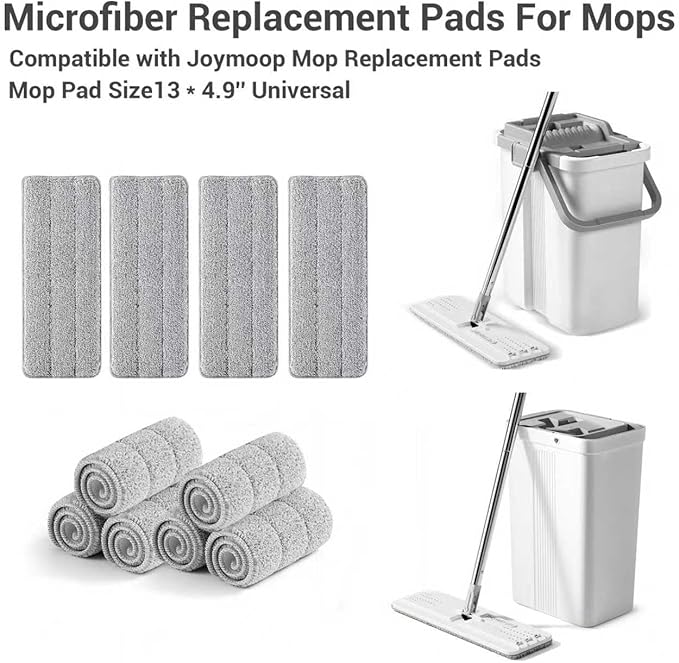 10Pcs Joymoop Mop Replacement Pads, 13 * 4.9'' Universal Mop Pads Mop Head Refills Washable Wet Mop, Compatible with Most 11-13” Size Mops，