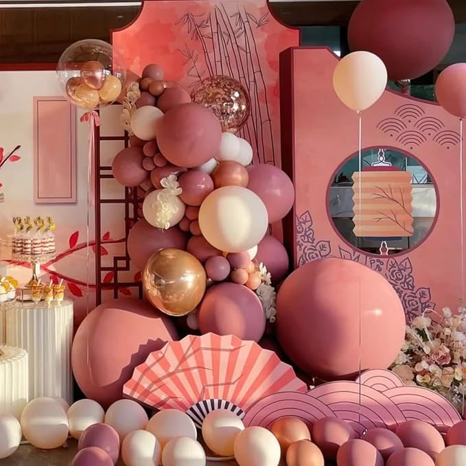 130pcs Retro Pink Balloons Different Sizes 18" 12" 10" 5" Blush Pink Latex Balloon Garland Arch Kit for Birthday Baby Shower Valentine's Day Wedding Anniversary Party Decorations