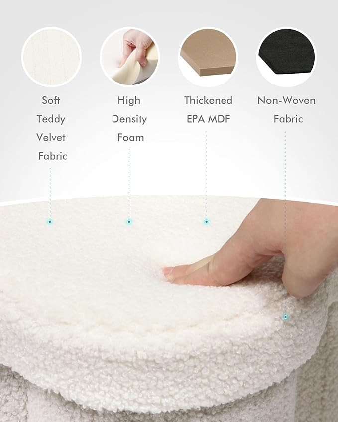 B FSOBEIIALEO Storage Ottoman Cube, Heart Shaped Ottomans with Storage Foot Stool Footrest for Lving Room, Boucle Ottoman Seat for Dorm Room,Faux Teddy Fur, Cream White 15"x15"x15"