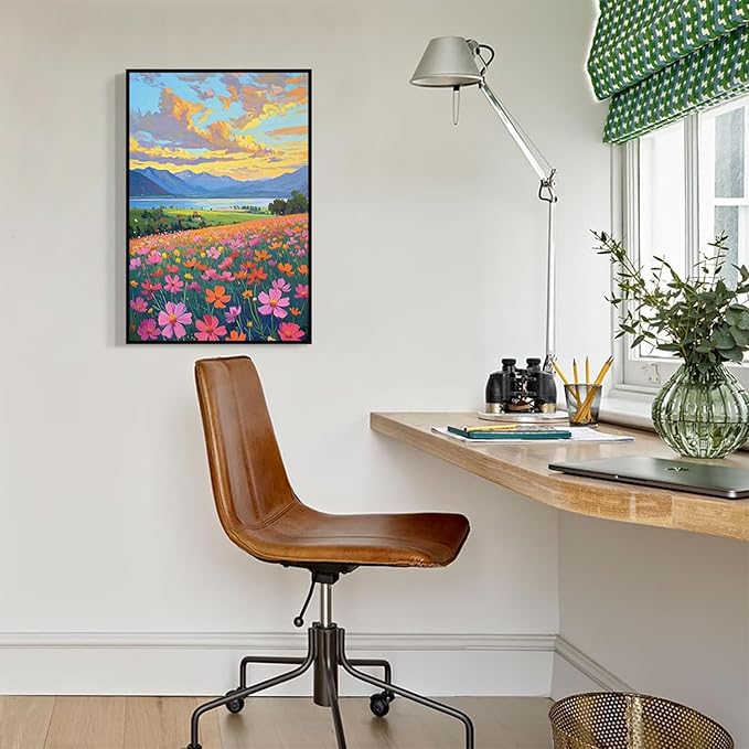 Colorful wildflowers field scenery poster artwork wall decoration wildflowers everywhere wall painting suitable for bedroom home office