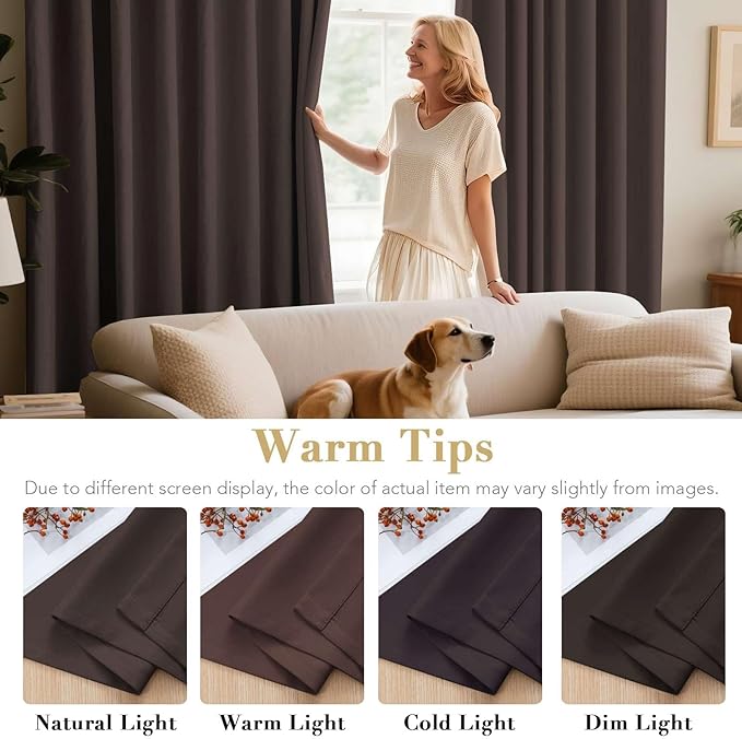 H.VERSAILTEX Blackout Curtains for Bedroom Thermal Insulated Room Darkening Living Room Curtains 63 Inch Long Grommet Privacy Protection Window Curtain Panels/Drapes, 2 Panels, Chocolate Brown