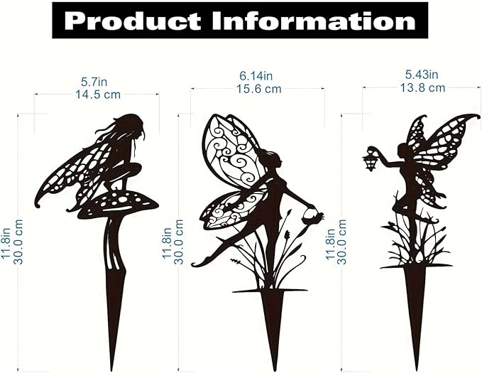 Decorative Garden Stakes, Fairy Garden Statues for Home and Garden (3)