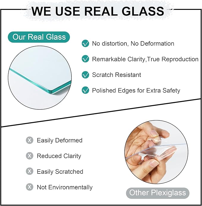 12x12 Picture Frame Set of 4, 12 x 12 Wood Photo Frames with Mat for 10x10 or 30x30cm Diamond Painting Art, Wooden Frame with Real Glass Cover for Wall and Tabletop Display,Blue