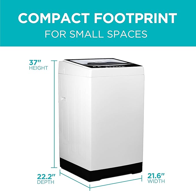 BLACK+DECKER Small Portable Washer, Washing Machine for Household Use, Portable Washer 2.0 Cu. Ft. with 6 Cycles, Transparent Lid & LED Display