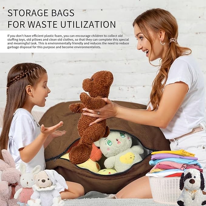 Bean Bag Chair for Adults 3FT,Soft Removable Cover for Teens/Girls Bedroom,Fluffy Giant Round Floor Beanbag Lounger Chairs (No Filler,Deep Coffee)