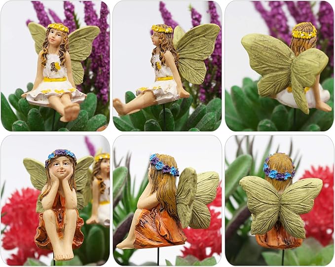 Fairy Garden Vintage Resin Fairy Figurines for Outdoor Garden Yard Lawn Supplies Home Decor Set of 6