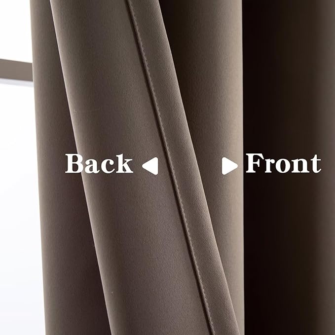 Blackout Curtains 96 Inches Long for Bedroom, Thermal Insulated Blackout Curtains 2 Panels Set, Solid Grommet Privacy Room Darkening Drapes for Living Room Windows(W52 x L96, Khaki)