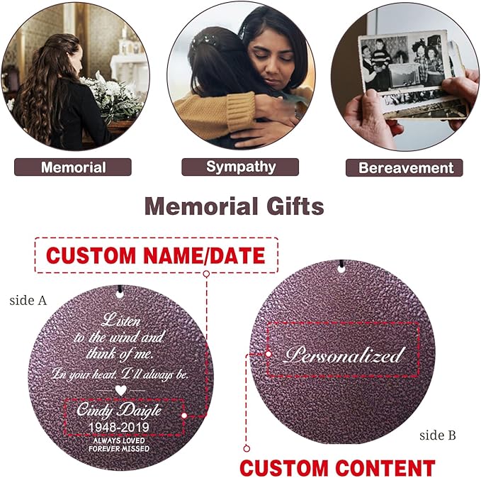 ASTARIN 36" Large Deep Tone Personalized Sympathy Wind Chimes, Memorial Wind Chime for Loss of Mother Father Loved One, Bereavement Gifts Decor Outdoor Patio Garden Graveyard(Produced in USA)