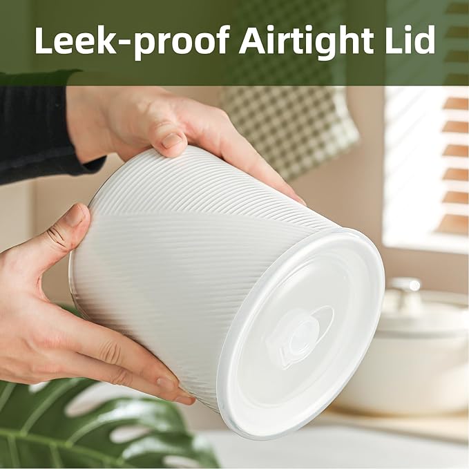 Food Storage Containers with Airtight Lids: Ceramic Canister Sets for Kitchen Countertop - Porcelain Jar for Coffee Tea Flour Sugar Rice Cookies Candy - White (42+75 oz)