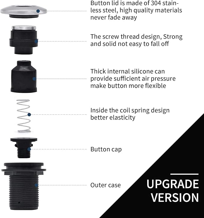 Garbage Disposal Air Switch Kit for SinkTop Waste Disposal with Stainless Steel Brushed Nickel Short Air Button by briidea