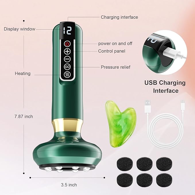 Electric Handheld Cellulite Massager with 12 Suction Modes, Lymphatic Drainage Massager, Cellulite Remover Tool for Legs, Belly, Thighs, Arms, Butt- Christmas,Gifts for Her Women (Green)