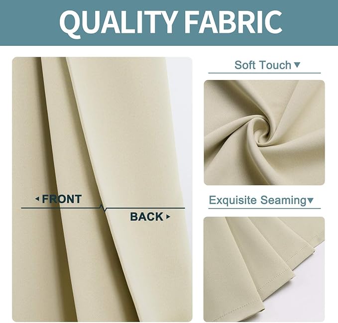 ChrisDowa Small Window Curtains 40 inches Long for Bedroom - Grommet Short Thermal Insulated Room Darkening Curtains for Kitchen (2 Panels, Beige, 29 x 40 Inch)