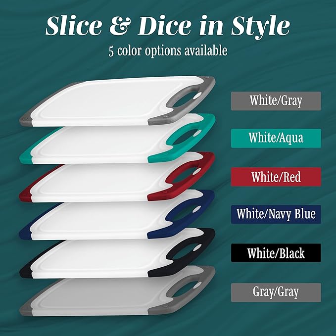 Cutting Boards for Kitchen - BPA-Free Chopping Board - Different Sizes & Non Slip Handles - Reversible, Large Cutting Board Set - Unique Gifts for Cooks Who Have Everything - 3-Pack Gray