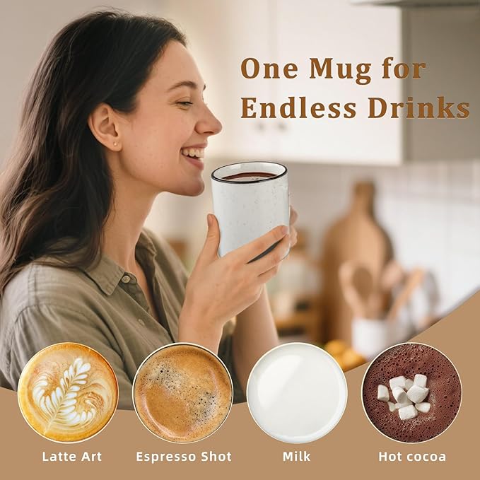 Ceramic Coffee Mug 12 oz Porcelain Coffee Mugs Set of 6 - Ceramic Coffee Cups with Handle and Speckled Patterns for Latte, Tea, Cocoa, Milk, Cappuccino, Microwave & Dishwasher Safe