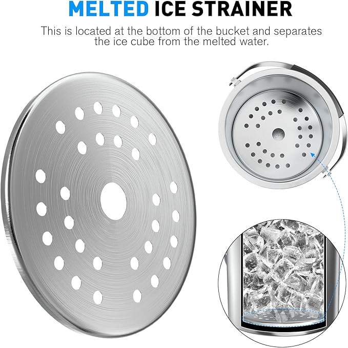 3.2 Liter Ice Bucket with Silicone Lid, Strainer, Tongs, Double Wall Insulated Stainless Steel Ice Bucket Wine Bucket for Cocktail Bar and Parties