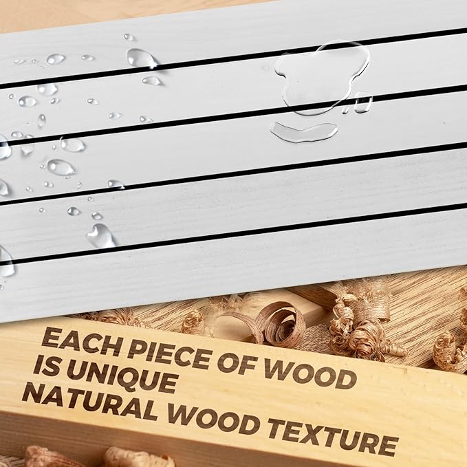 36"x6.8"x1.2" Solid Wood Floating Shelves 2-Pack - Rustic White Finish with Hidden Brackets, Perfect for Storage and Décor in Living Room, Kitchen, Bedroom