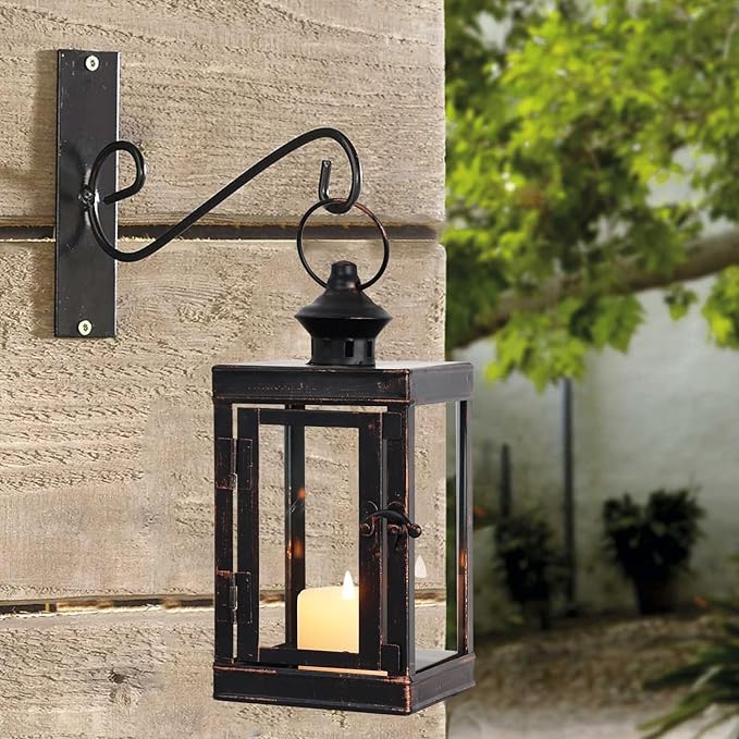 DECORKEY Large Lantern Decorative Outdoor & Indoor, Set of 2 (14’’&10’’) Metal Candle Lanterns Decor, Vintage Hanging Candle Holder for Front Porch Patio Wedding Farmhouse Home, Spring Decoration
