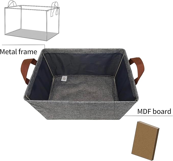GRANNY SAYS Closet Storage Baskets, Collapsible Fabric Storage Bins with Metal Frame, Clothes Organizer Bins, Extra Large Baskets for Shelves, Gray, 4-Pack