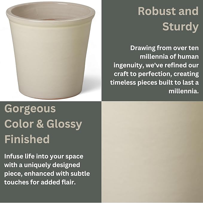 Emissary Round Stoneware Planter (Parent SKU 12012) (Cream, 13" D x 12" H)