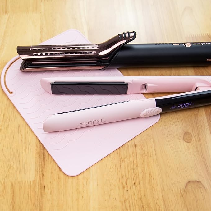 ANGENIL Flat Iron Silicone Mat and Travel Case for Hair Tools - Heat Resistant Mat, Straightener Pad, and Curling Iron Sleeve (9" x 6.5")