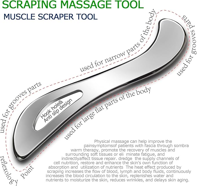BYYDDIY Stainless Steel Gua Sha Muscle Scraper Tools,Scraping Massage Tools,Scar Tissue Tool,Guasha Massage Scraper Tool,IASTM Tools,Fascia Scraper,Soft Tissue Massage Tool, Guasha Tool for Body