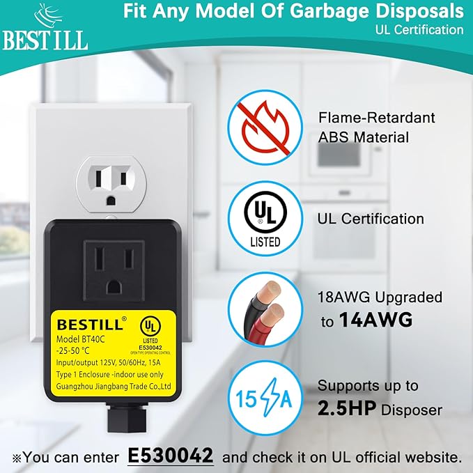 BESTILL Garbage Disposal Air Switch Kit - UL Listed, Cordless Sink Top Switch Button for Waste Disposer, 3.6" Long Push Button with Brass Cover, Brushed Nickel, Compatible with all Garbage Disposals