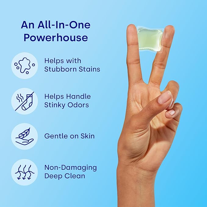 Dropps Odor & Stain Biobased Power Laundry Detergent Pods, Crisp Breeze (64 Pods) - HE Compatible Laundry Pods for Fresh Clothes - Laundry Soap Supplies & Recyclable Paperboard Packaging