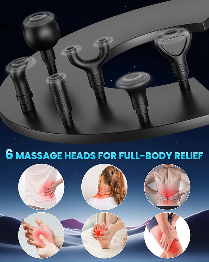 Deep Tissue Massage Gun, Portable Percussion Electric Muscle Massager for Pain Relief, Handheld Massagers with 30 Speeds & 6 Attachments for Back and Neck, Gifts for Men Women