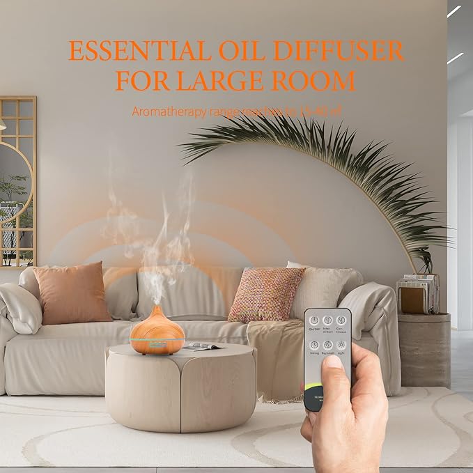 550 ML Aroma Diffiser with Essential Oils Set, Essential Oil Diffuser with Remote, Ultrasonic Technology Aromatherapy Diffusers Auto Shut-Off for Office, Home