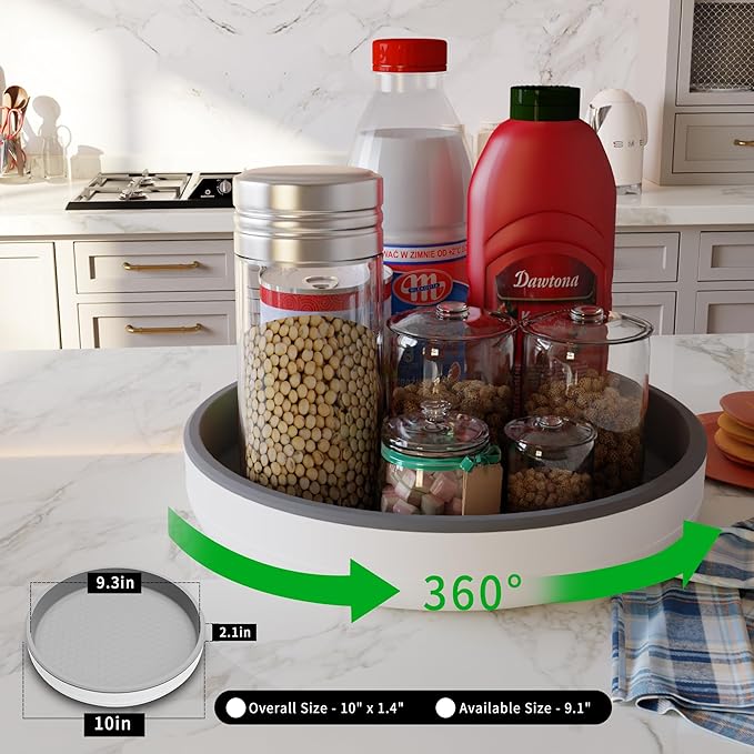 4 Pack 10 Inch Non-Skid Lazy Susan Turntable Organizers - Spinning Rack for Pantry Organization and Storage, Kitchen, Cabinet, Fridge, Bathroom Vanity, Countertop, Under Sink Organizing, Spice Rack
