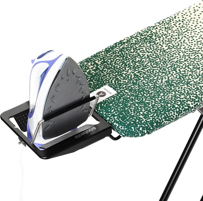 Brabantia - Ironing Board B – Solid Steam Iron Rest – Adjustable Height – Non-Slip Rubber Feet – 100% Fairtrade Cotton Cover with Foam Padding – Foldable – New Dawn – Size B (49 x 15 in)