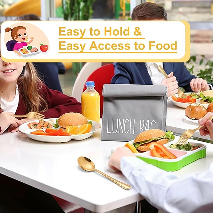 E-far 10-Piece Gold Toddler Utensils, Kid Stainless Steel Silverware Set, Children Safe Forks and Spoons Set for Self Feeding, Healthy & Non-Toxic, Mirror Polished & Easy to Clean