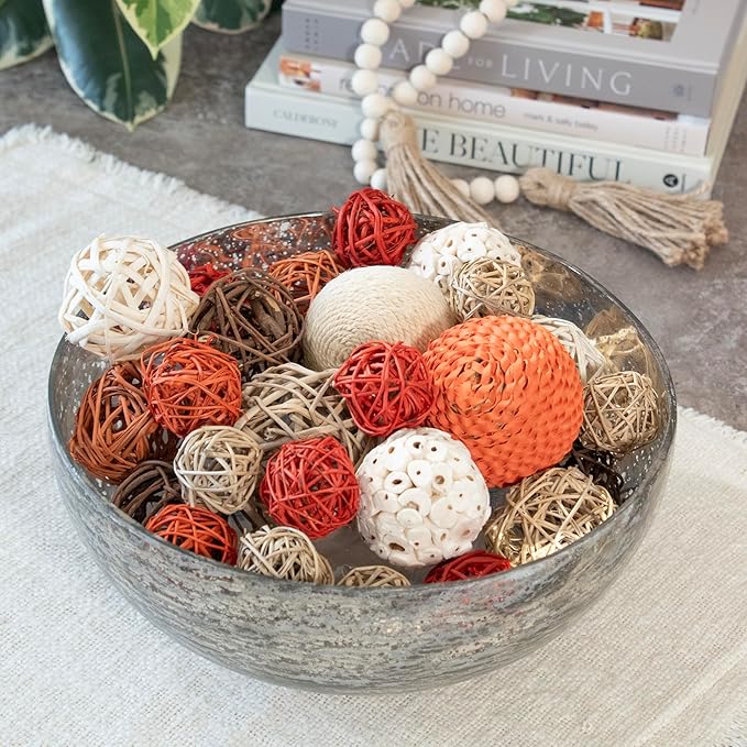 ANDALUCA Decorative Balls Bag Bowl Filler Home Decor (Orange)