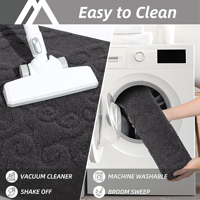 COSY HOMEER-Door-Mat-Non-Slip-Entryway-Rug 36”x60” Absorbent Welcome Mats Washable Dirt Trapper Door Mat Entrance Floor Mats for Front Back Doormats and Wet Shoes,Dark Grey