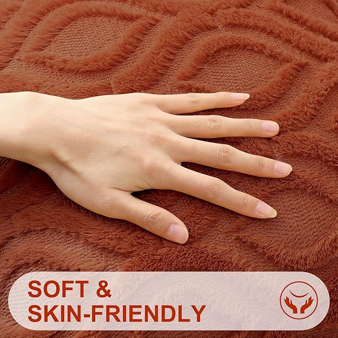 decorUhome Fall Throw Pillow Covers 26x26 Inch Set of 2, Soft Plush Decorative Faux Fur Rust Solid Couch Pillow Covers, Accent Farmhouse Neutral Square Euro Pillow Cases for Sofa Bed Living Room