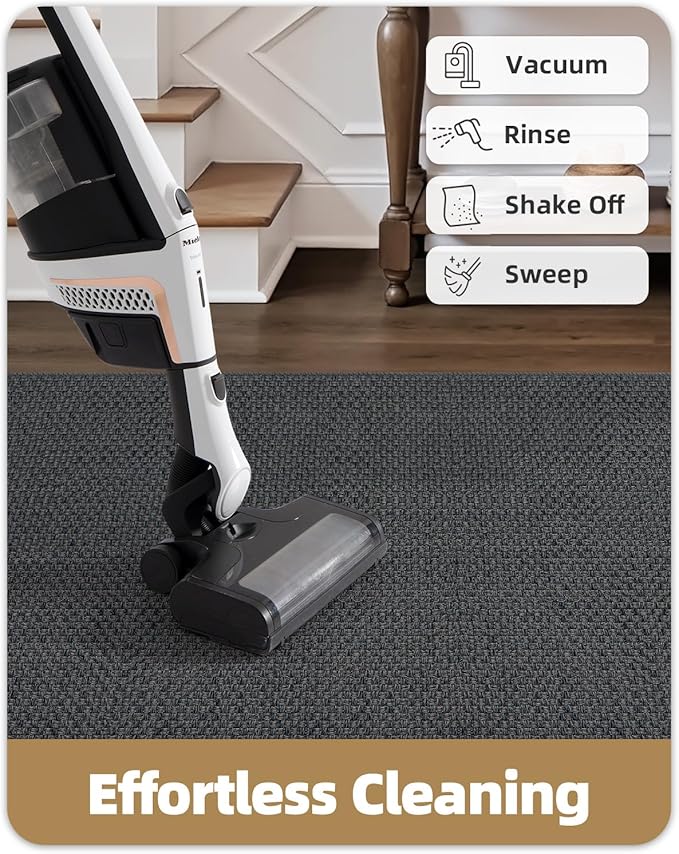 Color&Geometry Door Mat 2'4"x12' Runner Rug with Rubber Backing, Non Slip Washable Hallway Kitchen, Carpet Runners for Hallway Living Room Bedroom, Grey (Rolled-up NO Creases)