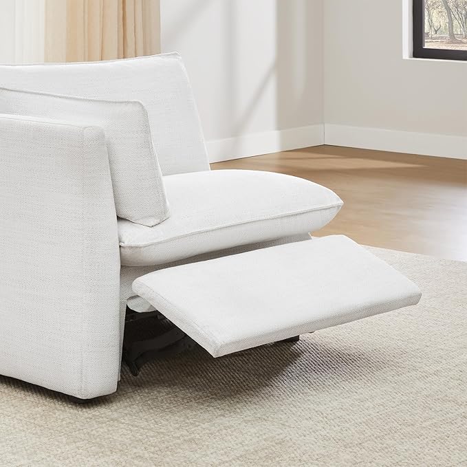 CHITA Power Sectional Down Filled Corner Sofa, Comfty Feather V Shape Power Modular, FSC Certified Modern Cloud Couch with Electric Footrests, 107 inch Width,5 Seat Sofa, Cream