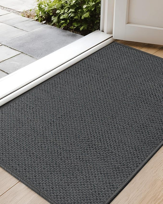 Color&Geometry Door Mat 24"x36", Front Door Mat Indoor Rugs for Entryway, Non Slip Washable Low-Profile Inside Doormat, Entry Mat Entry Rug Door Mats Indoor Entrance, Grey (Rolled-up NO Creases)