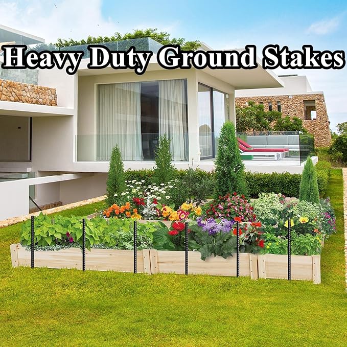 16 Inch Rebar Stakes 30 Pack Heavy Duty Ground Anchors with Chisel Point End Long Straight Steel Tent Stakes 3/8" Thickness Metal Spikes Black Coated for Concrete Timber Camping Garden Plant