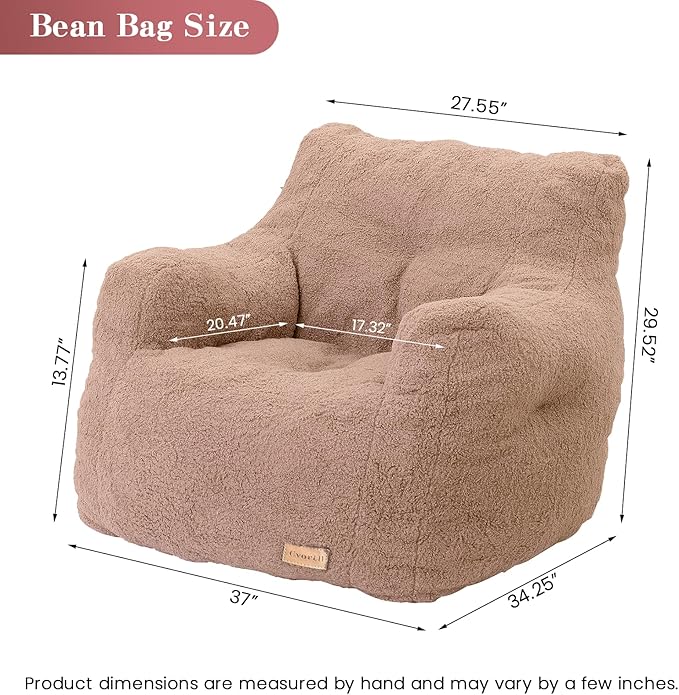 Bean Bag Chair with Filler, Bean Bag Sofa with Tufted Soft Stuffed Filling, Fluffy and Lazy Sofa, Comfy Cozy BeanBag Chairs with Memory Foam for Dorm, Apartment, Living Room (Pink)