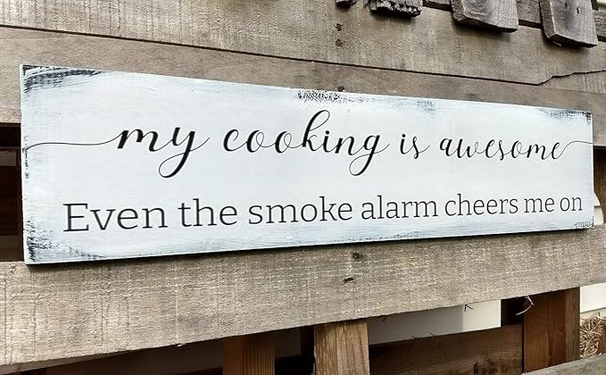 Funny Kitchen Sign, My Cooking is So Awesome, Farmhouse Kitchen Wall Decor,Rustic Quote Wooden Plaque Hanging for Housewarming (Cooking) 6x18 Inch