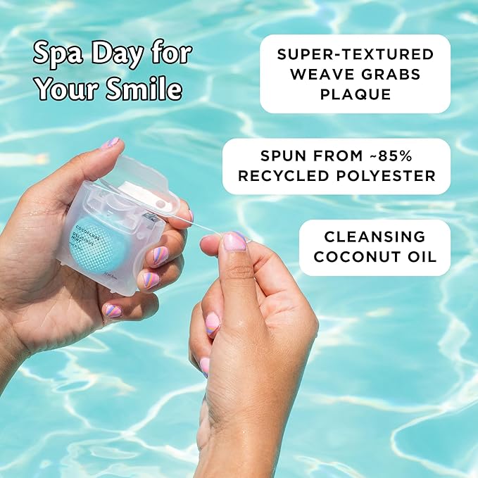 Cocofloss Woven Dental Floss, Dentist-Designed Oral Care, Mint, Waxed, Expanding, Vegan, Kid-Friendly String Floss with Coconut Oil, 1 Spool (33 yd)