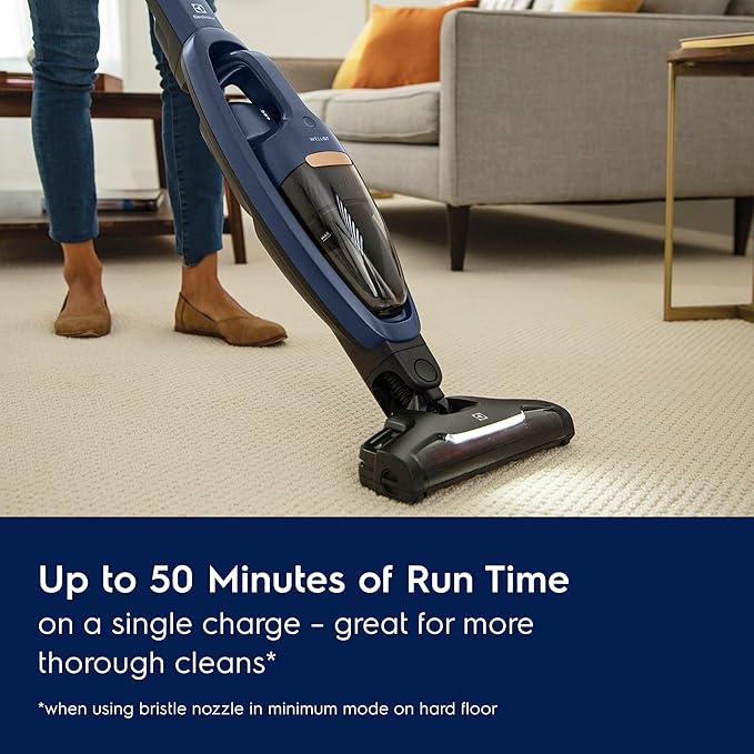 Electrolux WellQ7 Cordless 2-in-1 Vacuum with High Suction Power and 5-Step Filtration System, 50-Minute Run Time, 2 Power Modes, Denim Blue