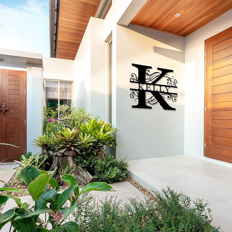 Custom Metal Name Sign | Personalized Metal Signs | Split Letter Monogram Wall Decor | Last Name Sign | Family Name Sign | Personalized Anniversary Wedding Gift | Outdoor Metal Art | Housewarming Gift