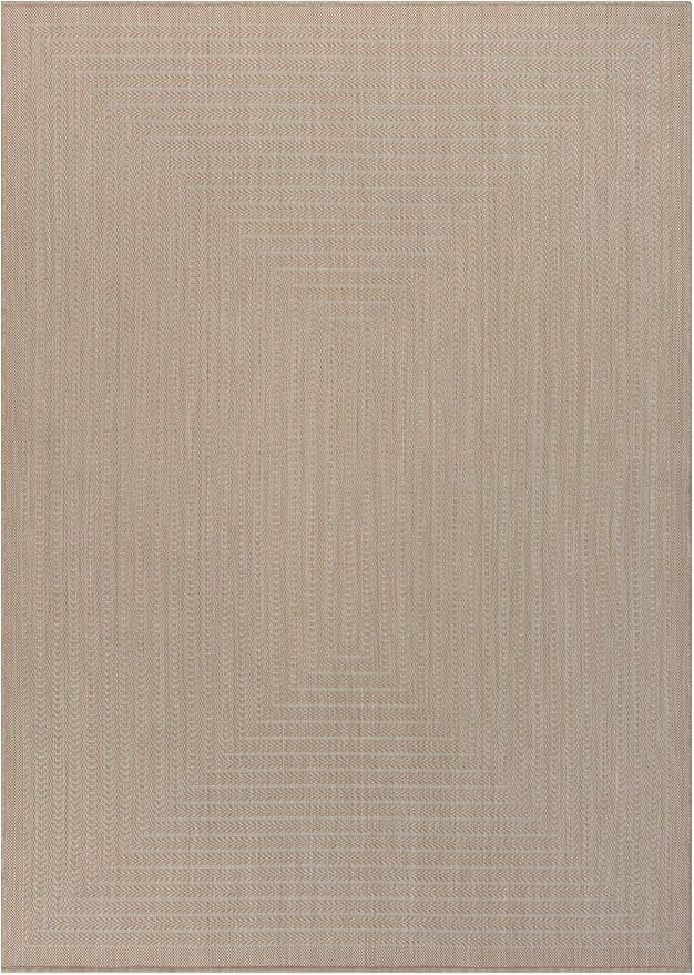 Adiva Rugs Outdoor Indoor Area Rug, Weather Resistant, Easy to Clean, Stain Resistant Floor Mat for Dining Room, Backyard, Deck, Patio (Natural Beige, 2'6" x 7')